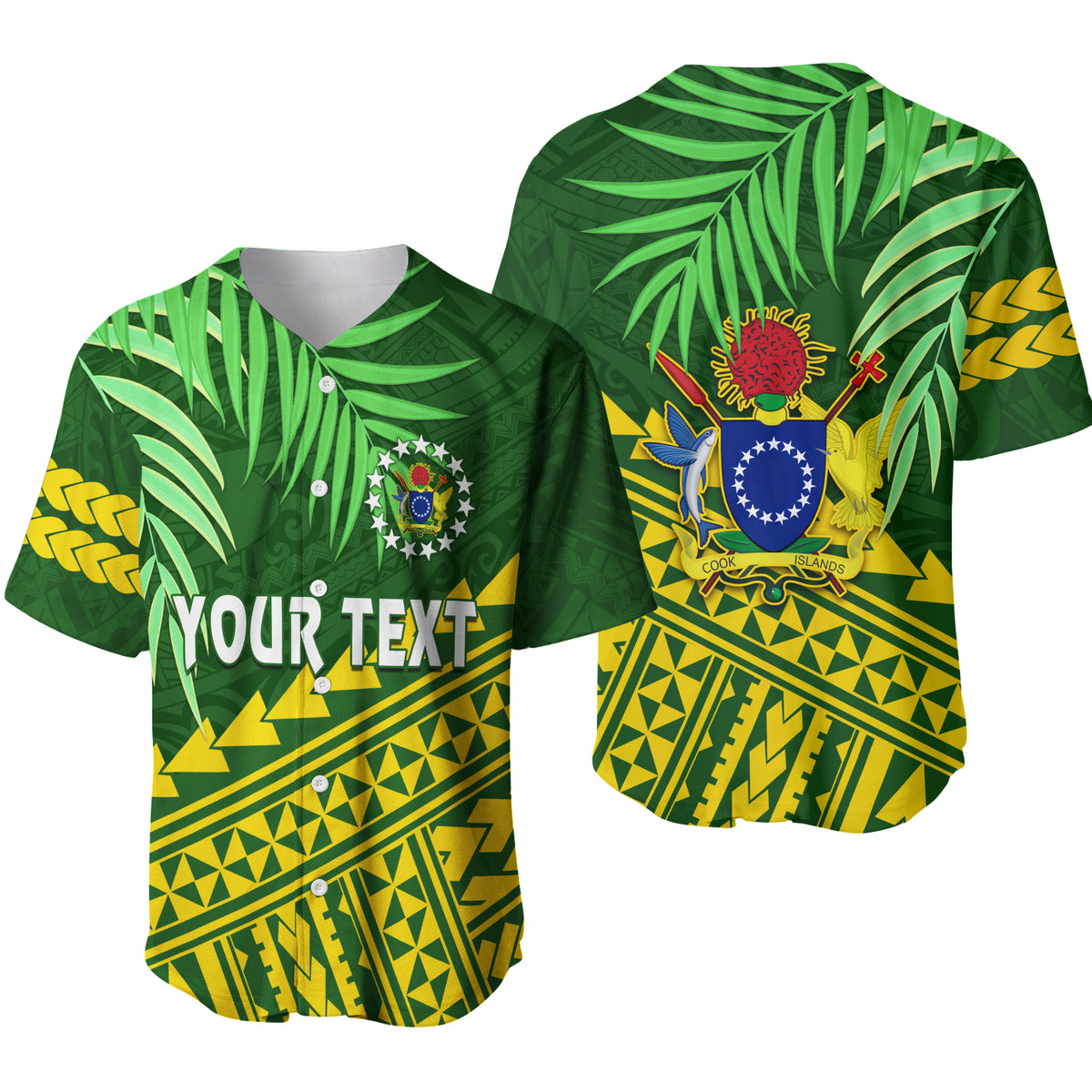 (Custom Personalised) Cook Islands Baseball Jersey Coconut Leaf LT13 - Polynesian Pride