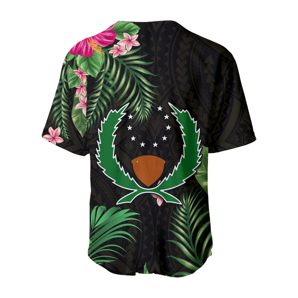 (Custom Personalised) Guam Baseball Jersey Polynesian Flowers Version Black LT13 main image 1