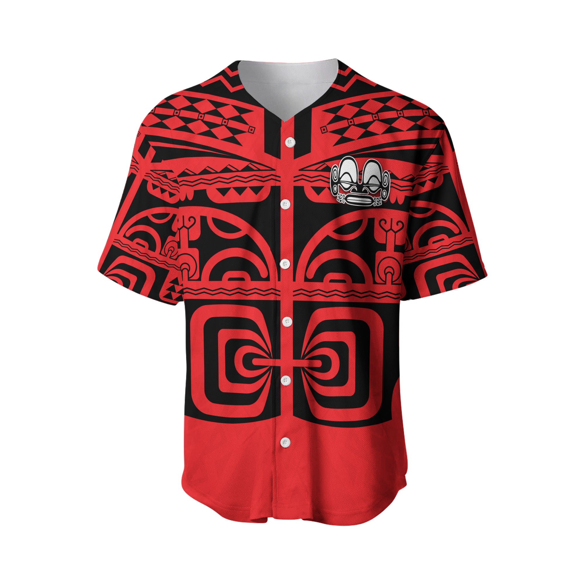 Marquesas Islands Baseball Jersey - Marquesas Tattoo LT13 Red - Polynesian Pride