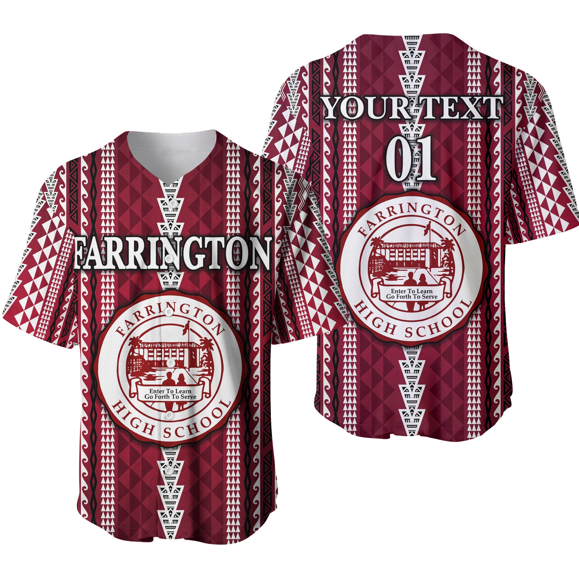 (Custom Personalised) Hawaii Farrington High School Baseball Jersey Simple Style LT8 Maroon - Polynesian Pride