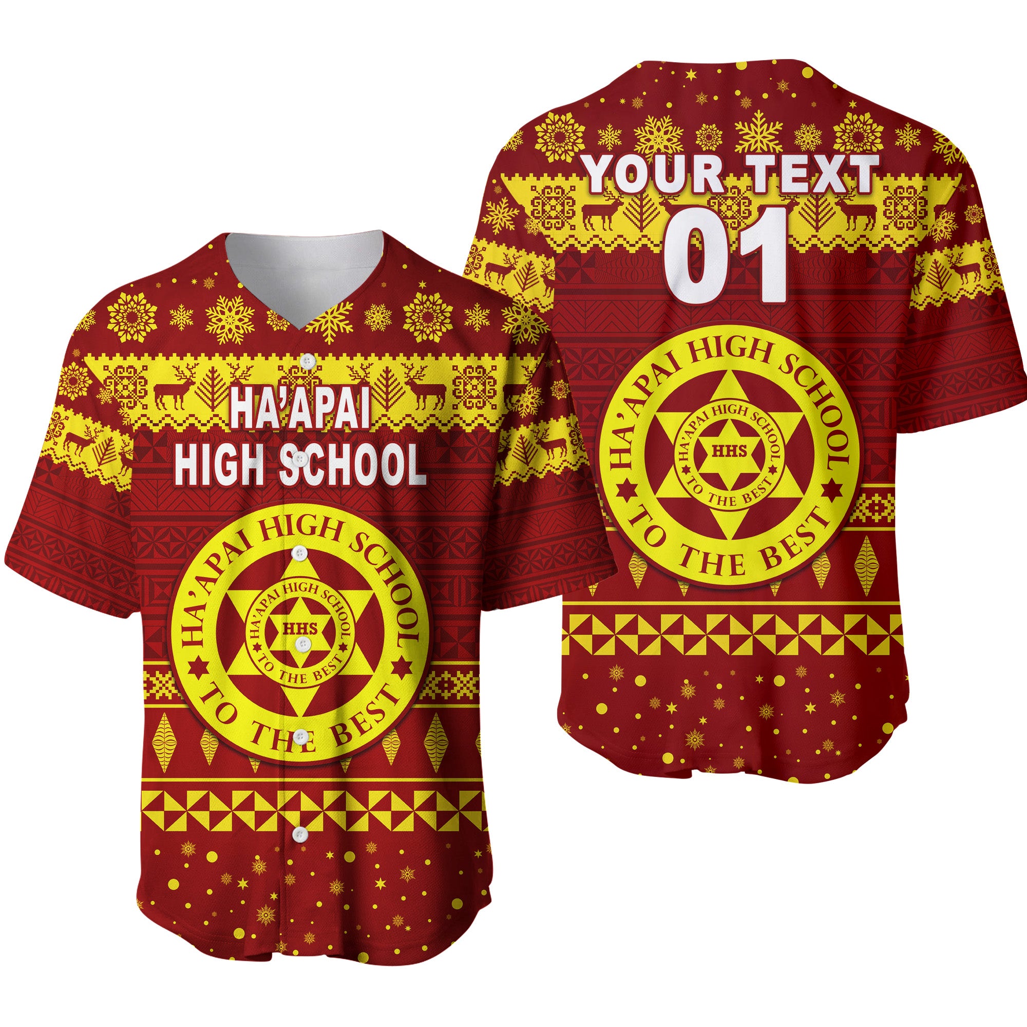 (Custom Personalised) Ha'apai High School Christmas Baseball Jersey Simple Style LT8 - Polynesian Pride
