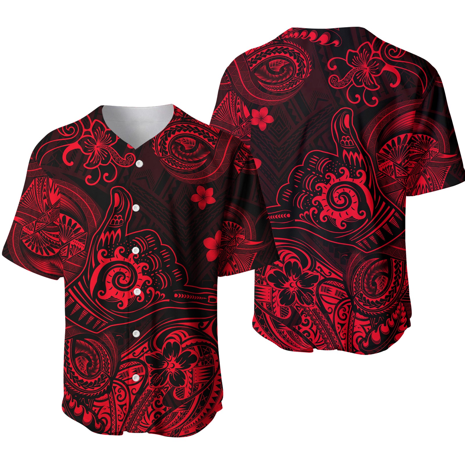 Hawaii Shaka Polynesian Baseball Jersey Unique Style - Red LT8 - Polynesian Pride
