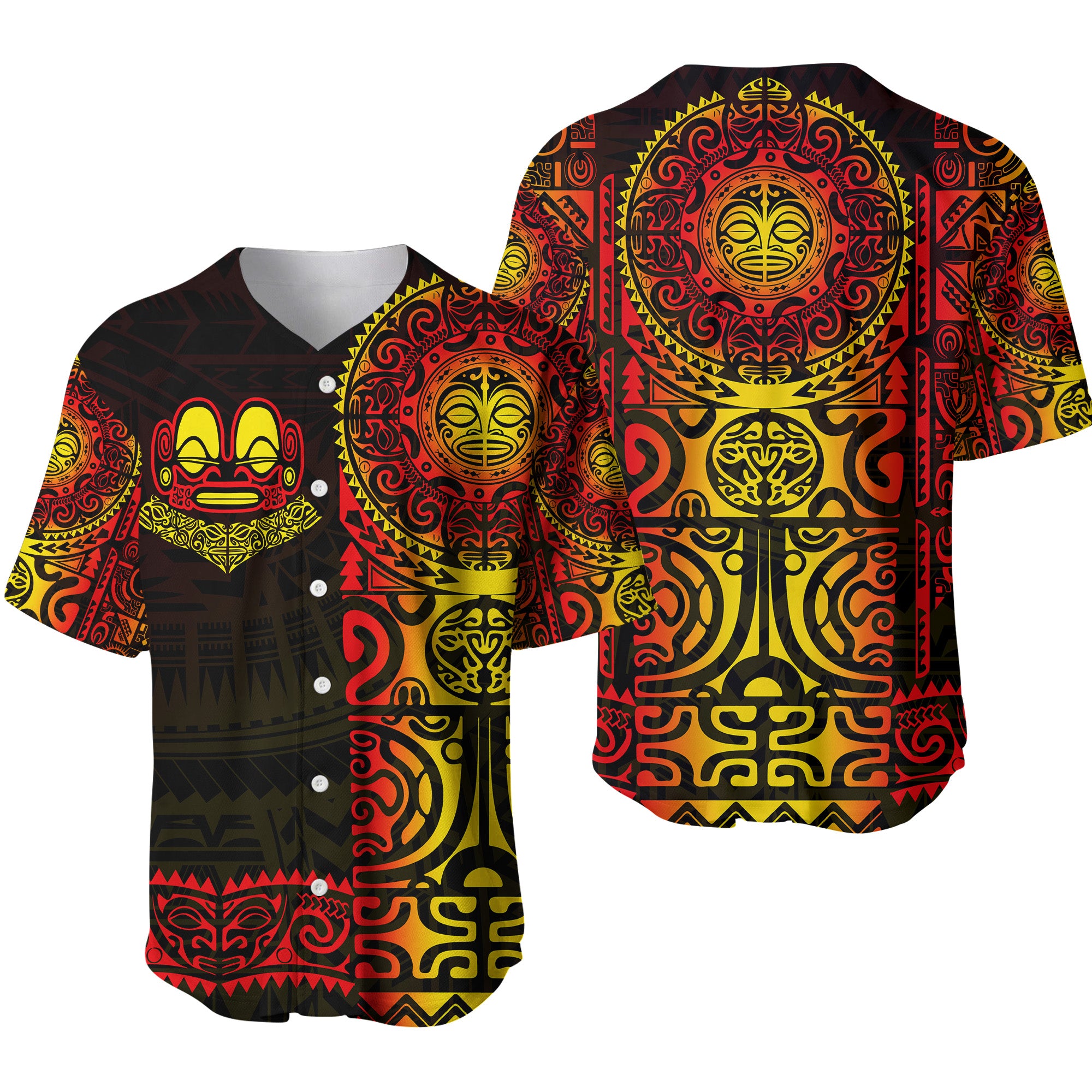 Marquesas Islands Baseball Jersey Marquesan Tattoo Unique Style - Gradient Red LT8 - Polynesian Pride