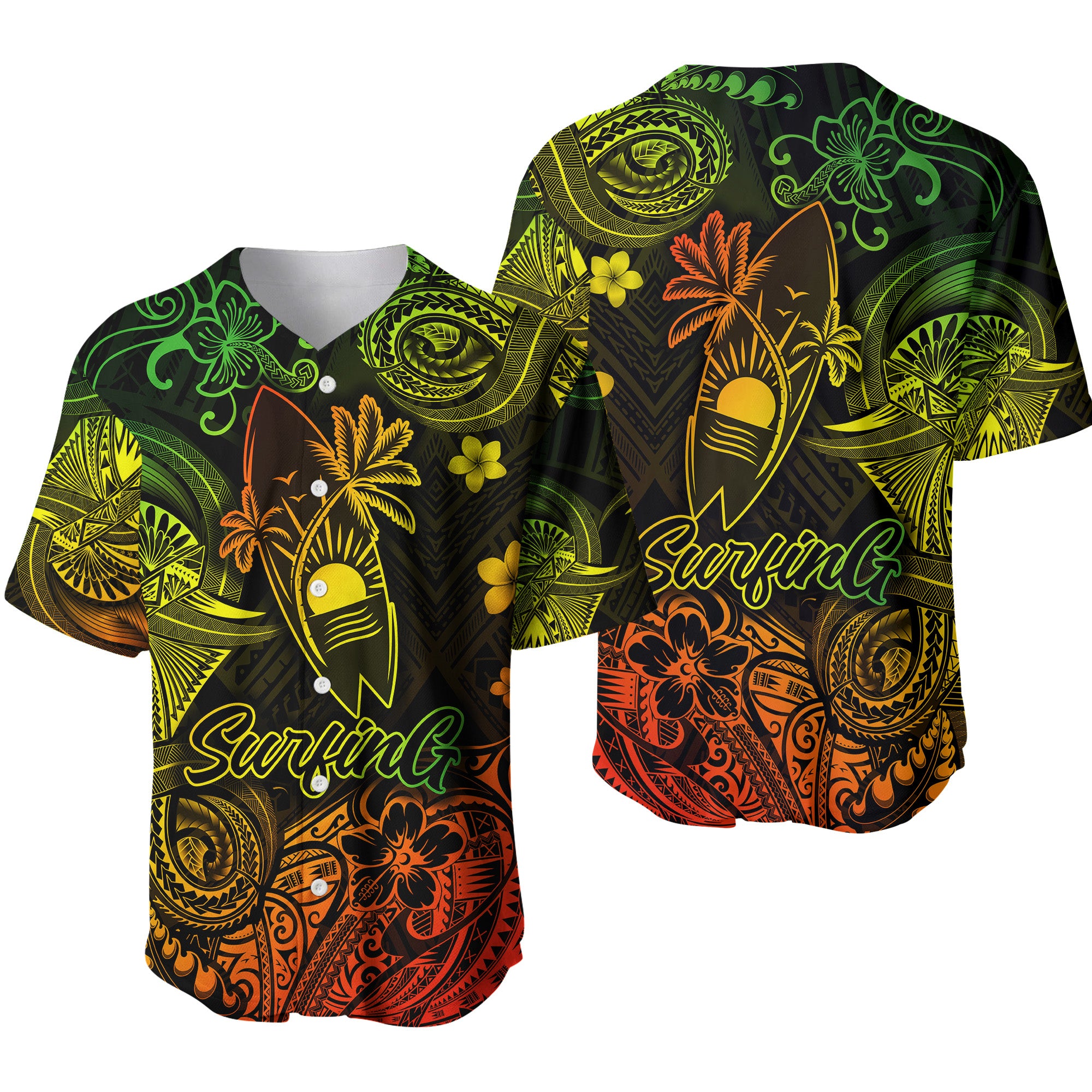 Hawaii Surfing Polynesian Baseball Jersey Unique Style - Reggae LT8 - Polynesian Pride