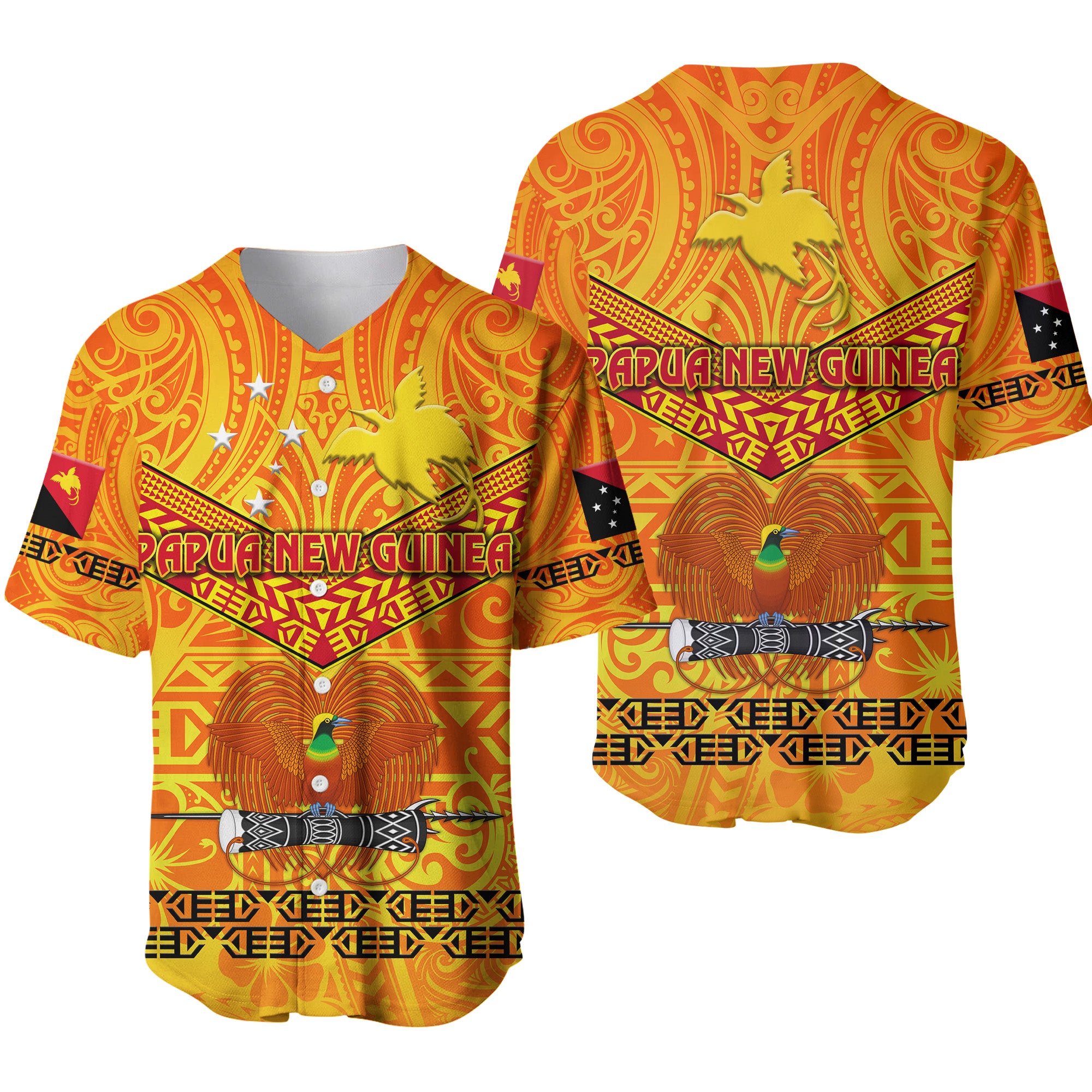 Papua New Guinea Kumuls Baseball Jersey Simple Style - Yellow Vibes LT8 - Polynesian Pride