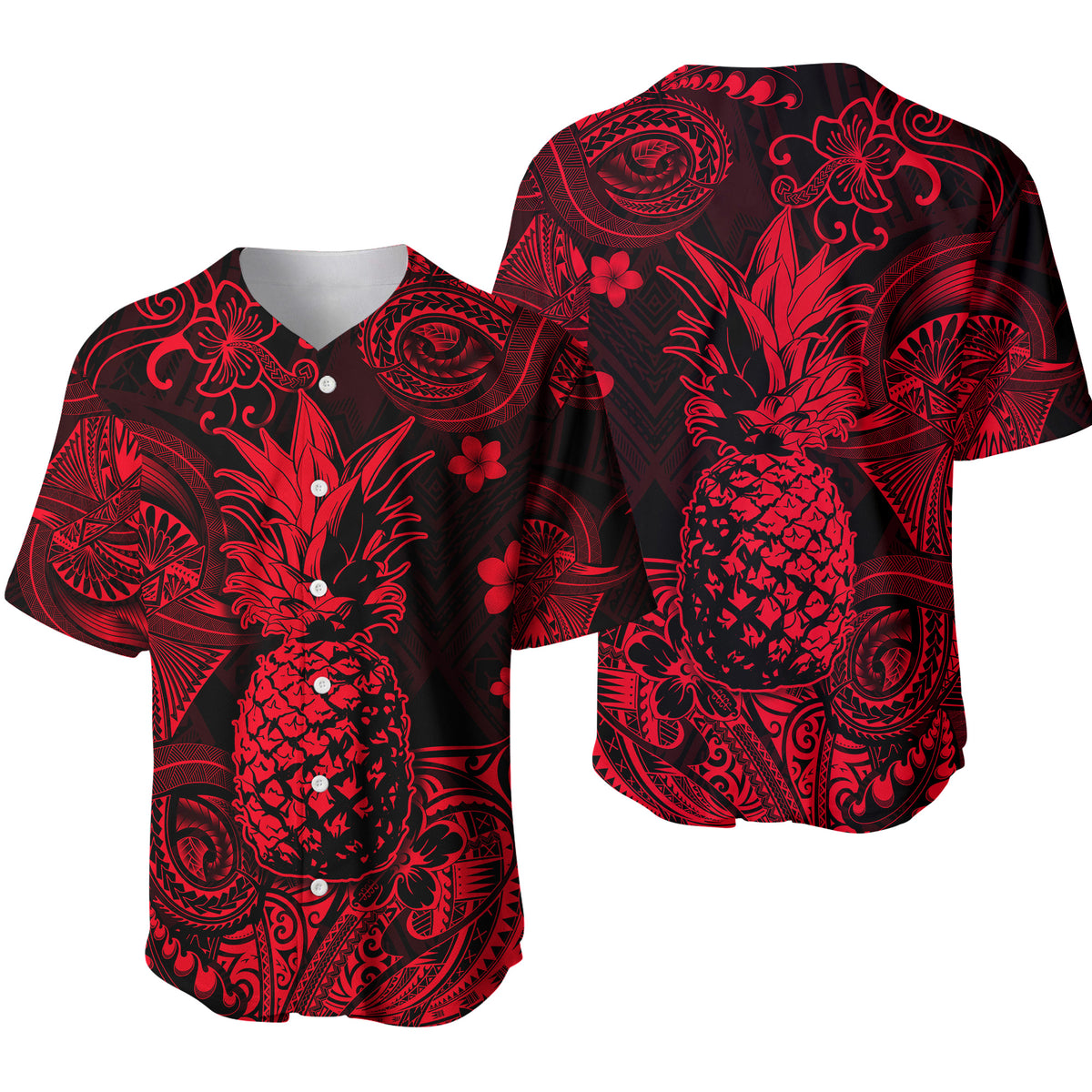 Hawaii Pineapple Polynesian Baseball Jersey Unique Style - Red LT8 - Polynesian Pride