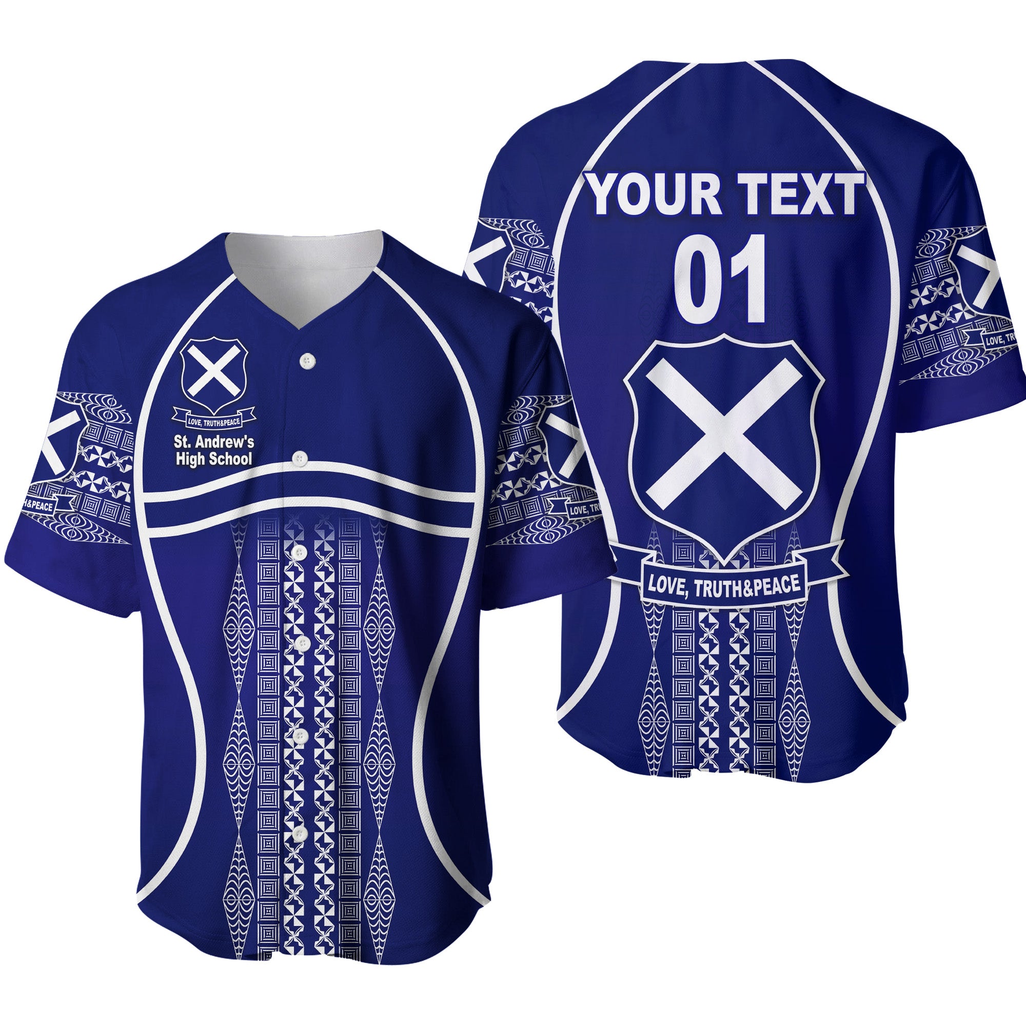 (Custom Personalised) St. Andrew's High School Baseball Jersey Unique Vibes LT8 - Polynesian Pride