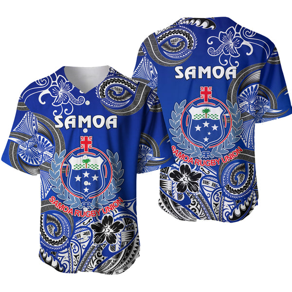 Samoa Manu Baseball Jersey Rugby Unique Style - Blue White LT8