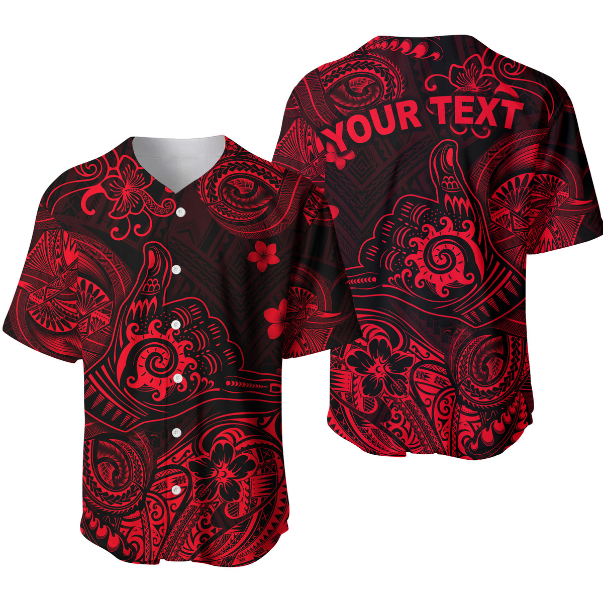 (Custom Personalised) Hawaii Shaka Polynesian Baseball Jersey Unique Style - Red LT8 - Polynesian Pride