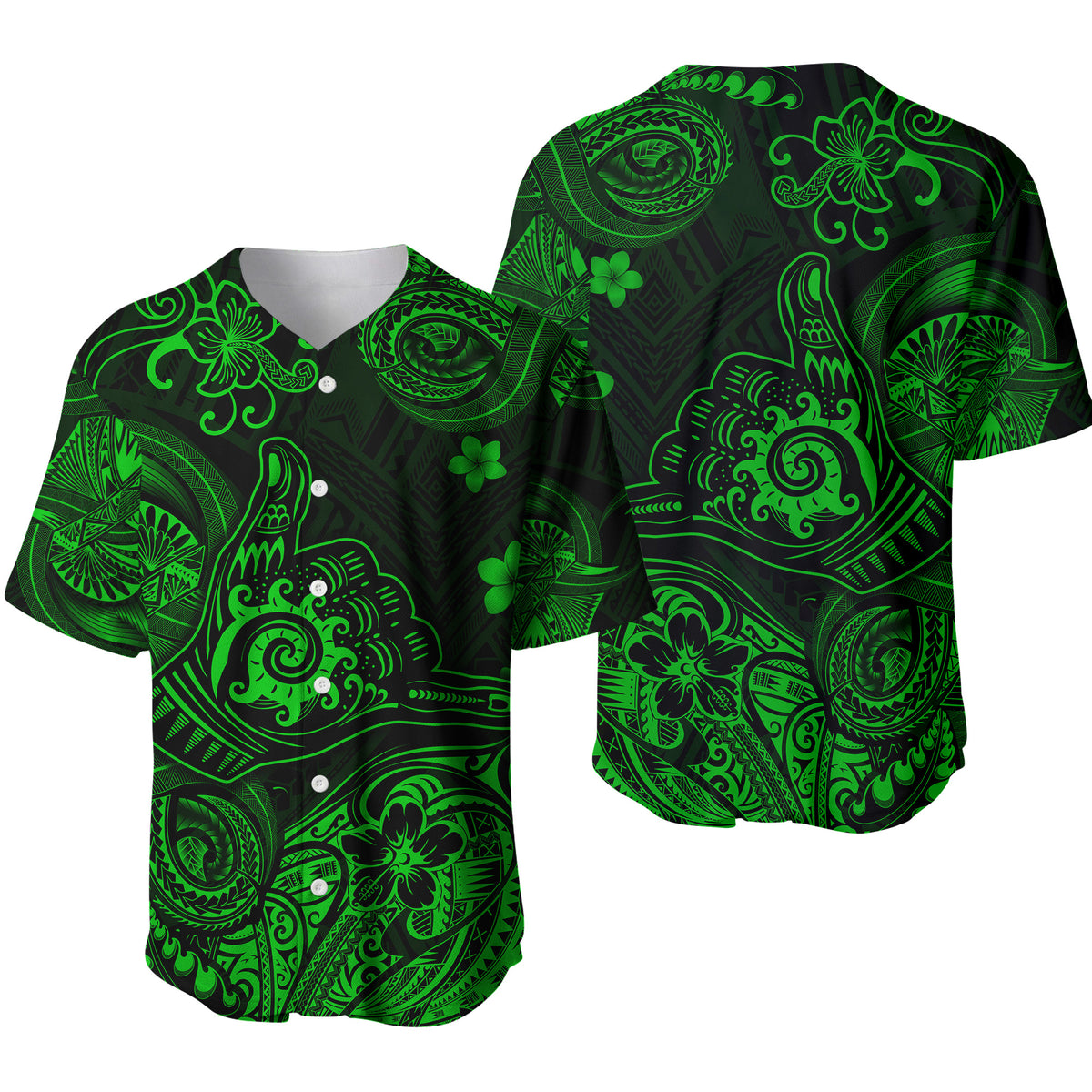 Hawaii Shaka Polynesian Baseball Jersey Unique Style - Green LT8 - Polynesian Pride