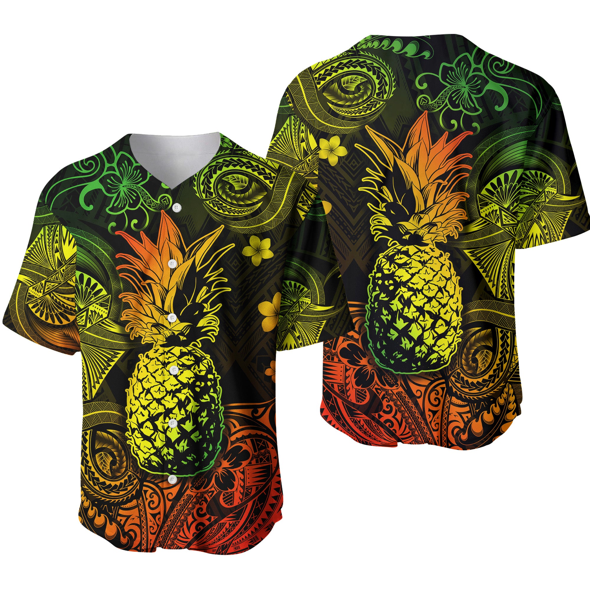Hawaii Pineapple Polynesian Baseball Jersey Unique Style - Reggae LT8 - Polynesian Pride