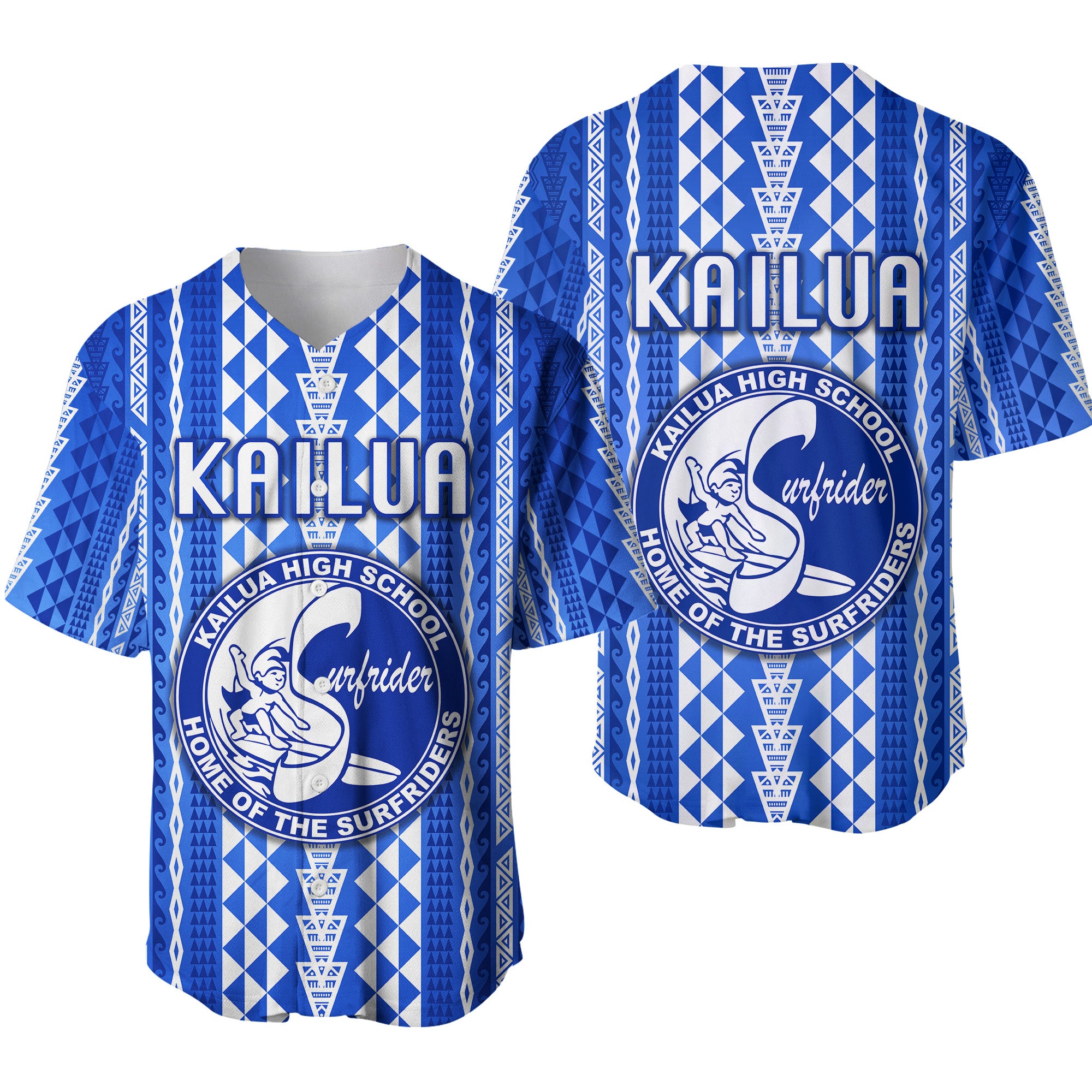 Hawaii Kailua High School Baseball Jersey Surfriders Simple Style LT8 Blue - Polynesian Pride