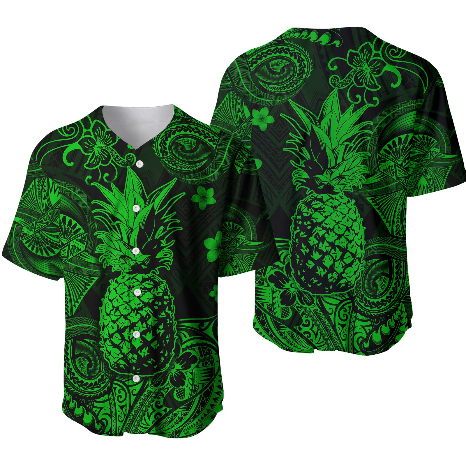 Hawaii Pineapple Polynesian Baseball Jersey Unique Style - Green LT8 - Polynesian Pride