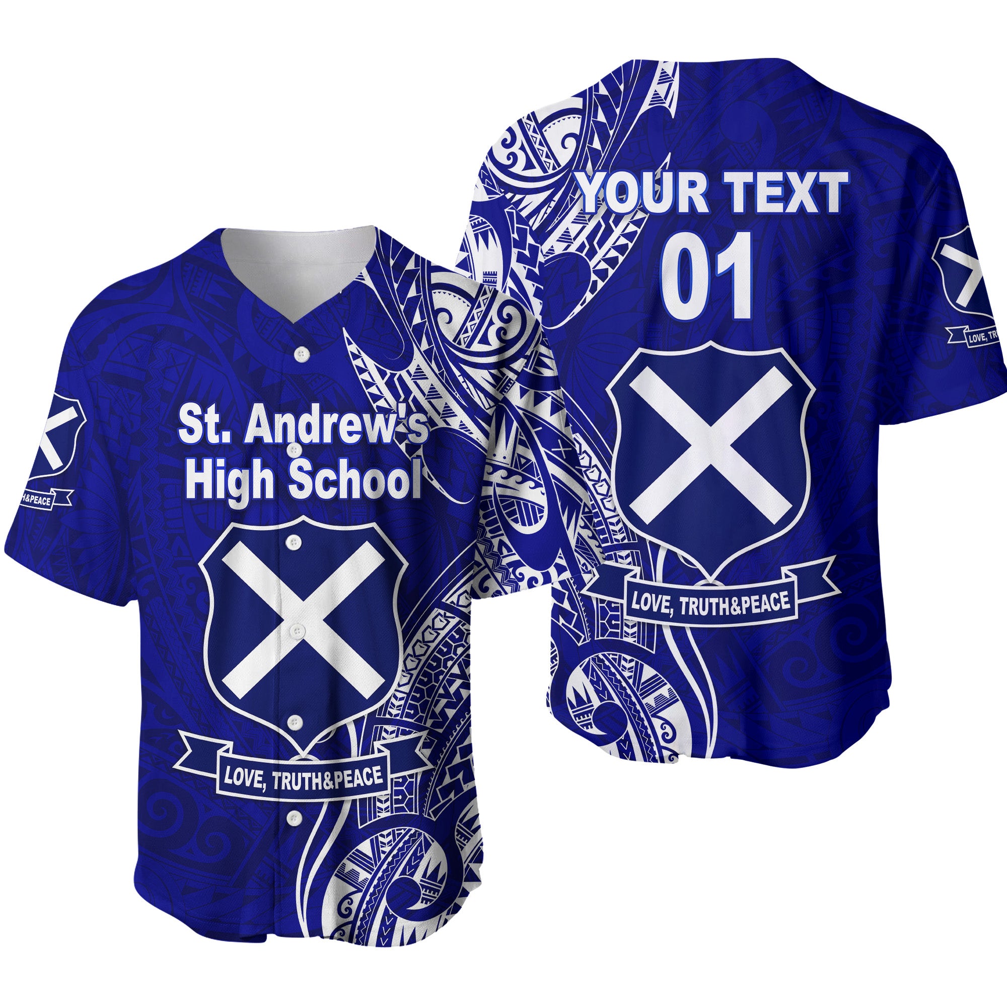 (Custom Personalised) St. Andrew's High School Baseball Jersey Original Style LT8 - Polynesian Pride