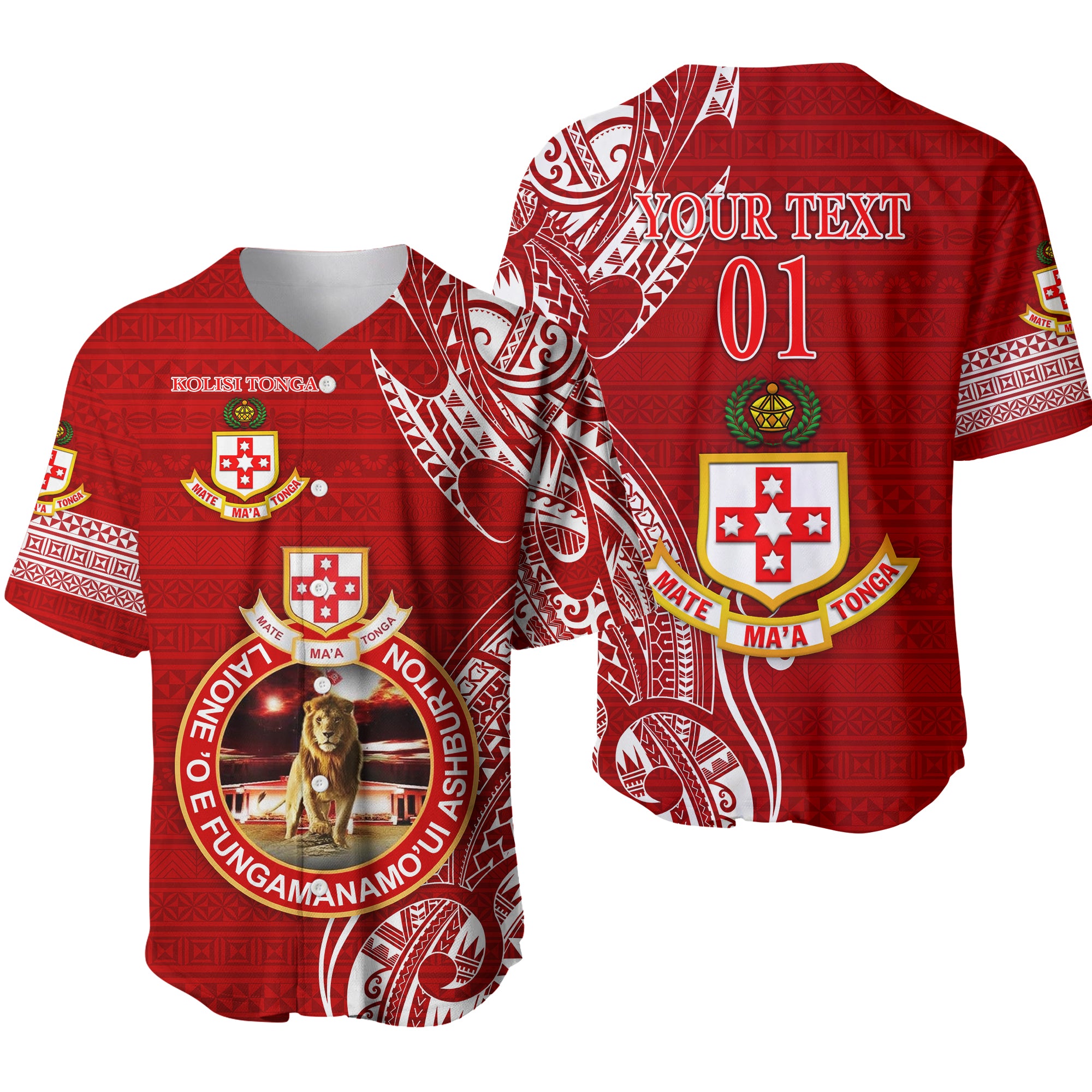 (Custom Personalised) Kolisi Tonga Mate Ma'a Tonga Baseball Jersey Laione 'O E Fungamanamo'Ui Ashburton, Custom Text And Number LT8 - Polynesian Pride