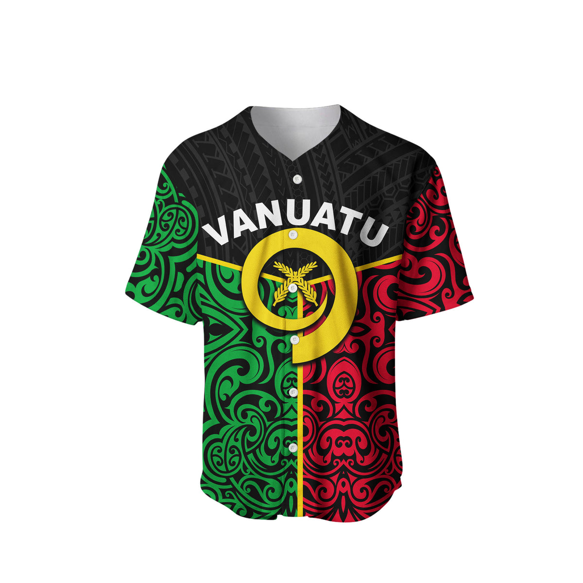 (Custom Personalised) Vanuatu Baseball Jersey Polynesian Patterns Mix Flag LT6 - Polynesian Pride