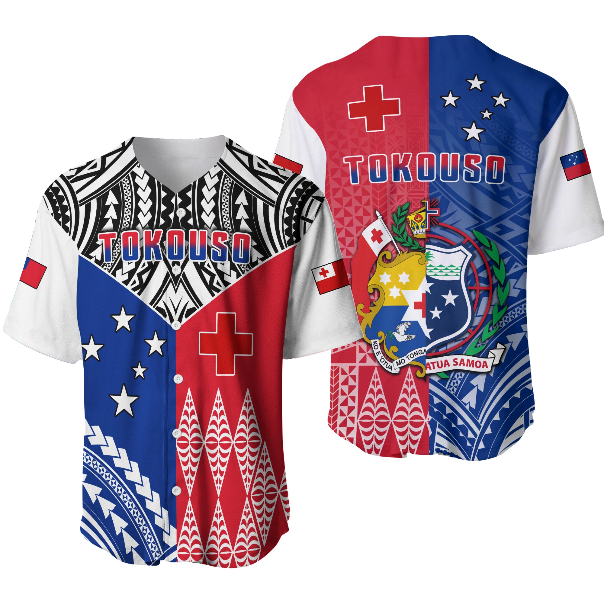 Spirit Of TokoUso Baseball Jersey Tonga and Samoa LT13 White - Polynesian Pride