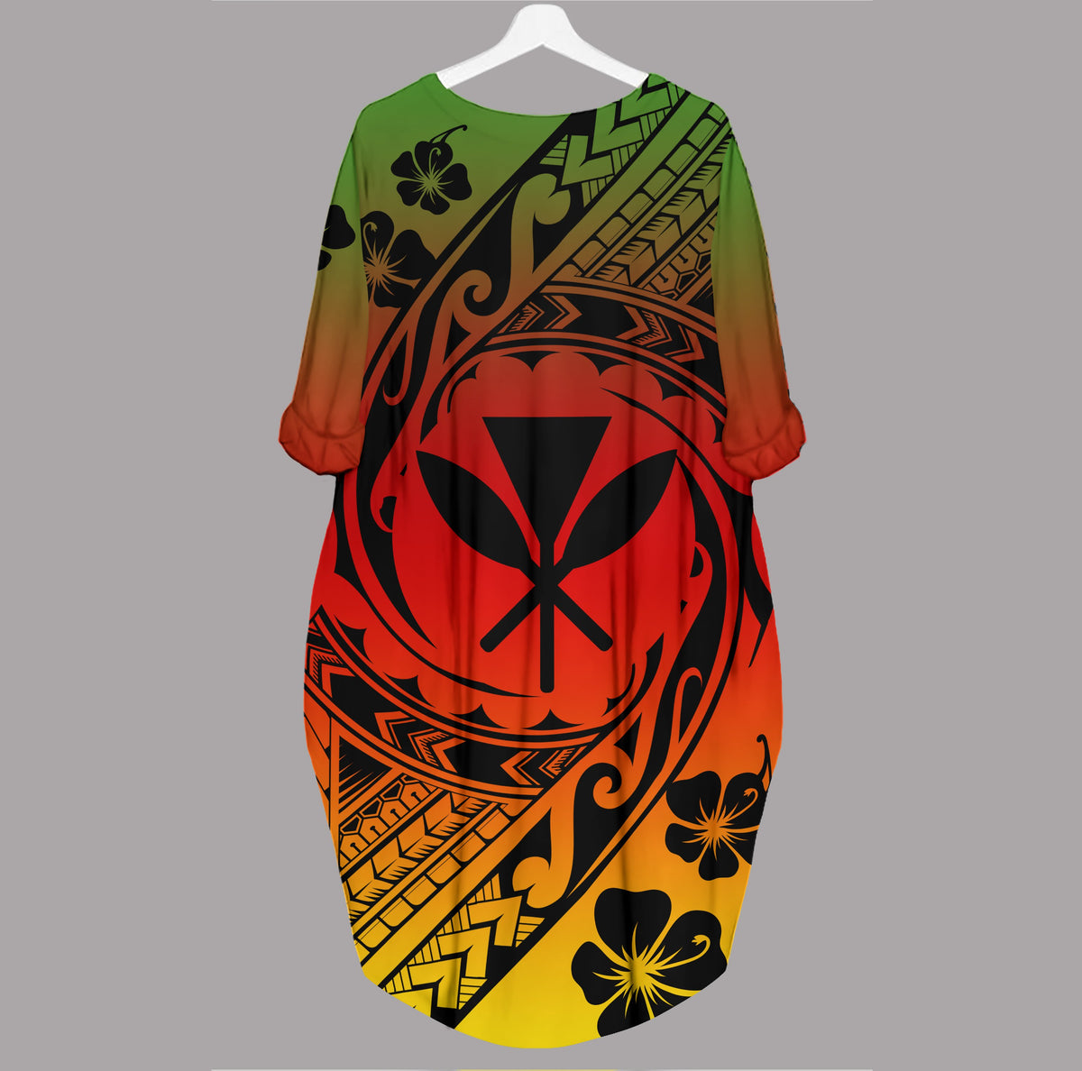 Kanaka Maoli Batwing Pocket Dress - Tribal Tattoo Sleeve - Polynesian Pride