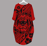Tonga Batwing Pocket Dress - Tribal Tattoo Sleeve - Polynesian Pride