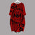 Tonga Batwing Pocket Dress - Tribal Tattoo Sleeve Women Red - Polynesian Pride