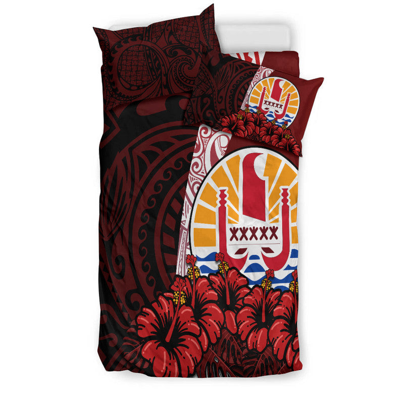 Tahiti Bedding Set Polynesian Coat Of Arm With Hibiscus LT9 - Polynesian Pride