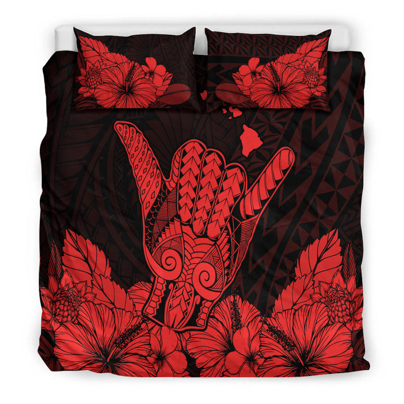 Hawaii Shaka Sign Bedding Set Red Version LT9 - Polynesian Pride