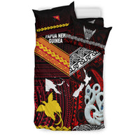 New Zealand And Papua New Guinea Bedding Set Together - Red LT8 - Polynesian Pride