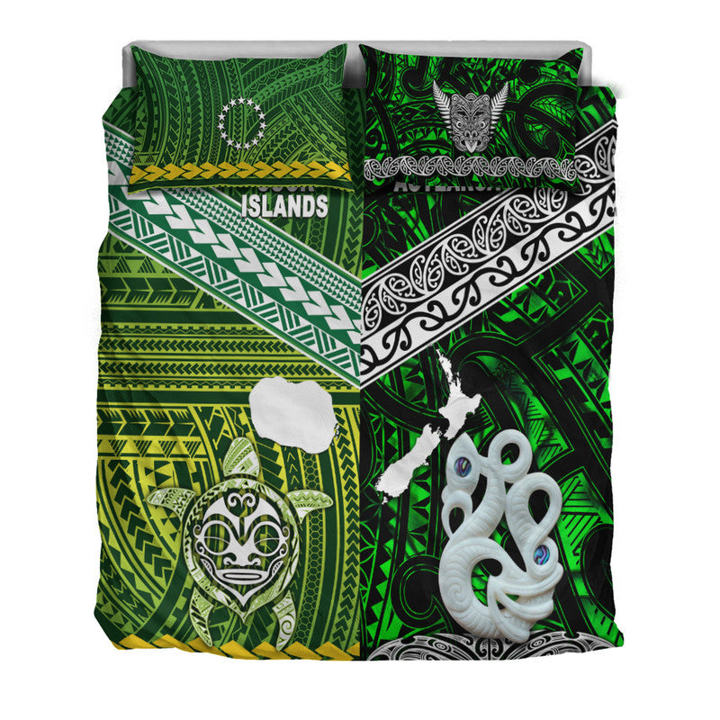 New Zealand And Cook Islands Bedding Set Together - Green LT8 - Polynesian Pride