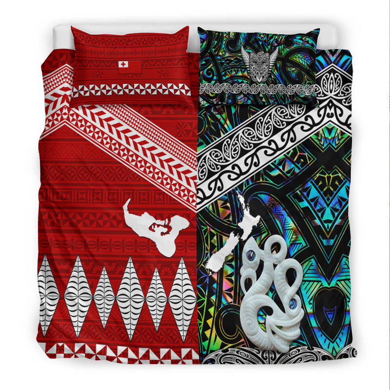 New Zealand And Tonga Bedding Set Together - Paua Shell LT8 - Polynesian Pride