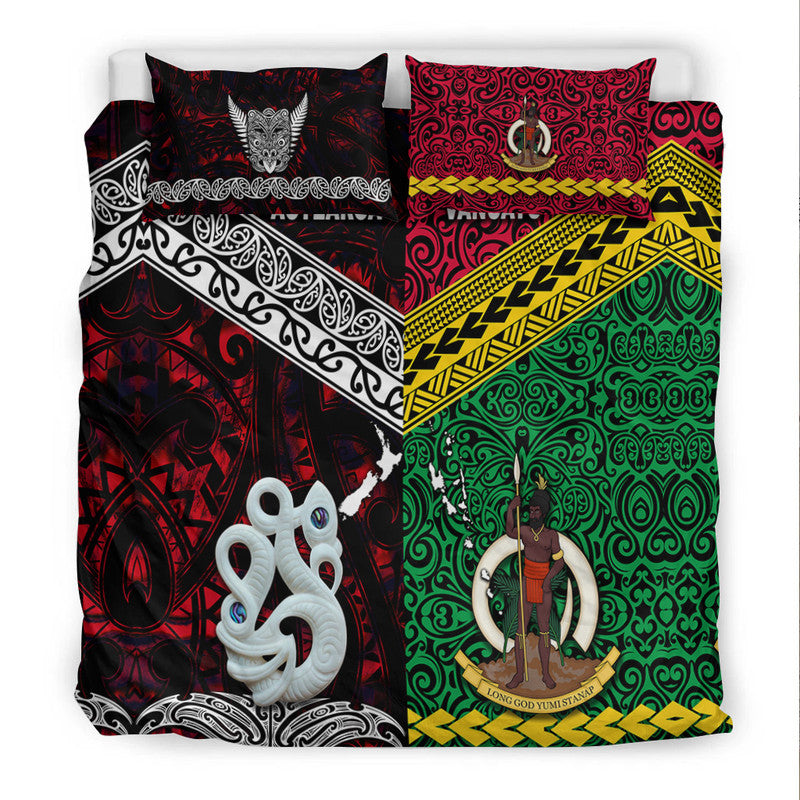New Zealand And Vanuatu Bedding Set Together - Red LT8 - Polynesian Pride