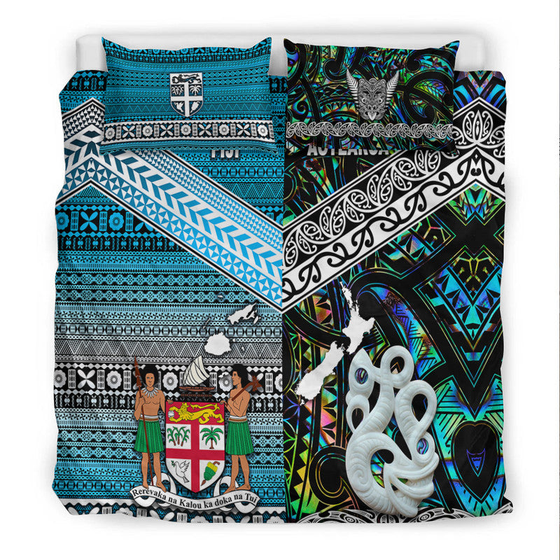 New Zealand And Fiji Bedding Set Together - Paua Shell LT8 - Polynesian Pride