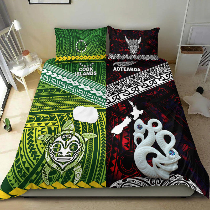 New Zealand And Cook Islands Bedding Set Together - Red LT8 - Polynesian Pride
