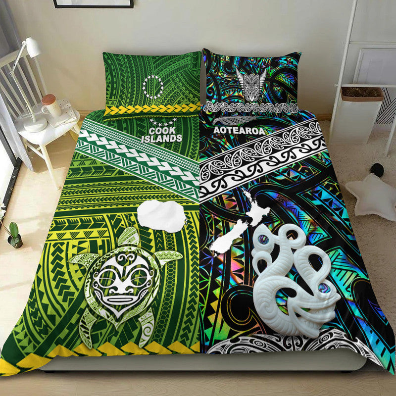 New Zealand And Cook Islands Bedding Set Together - Paua Shell LT8 - Polynesian Pride