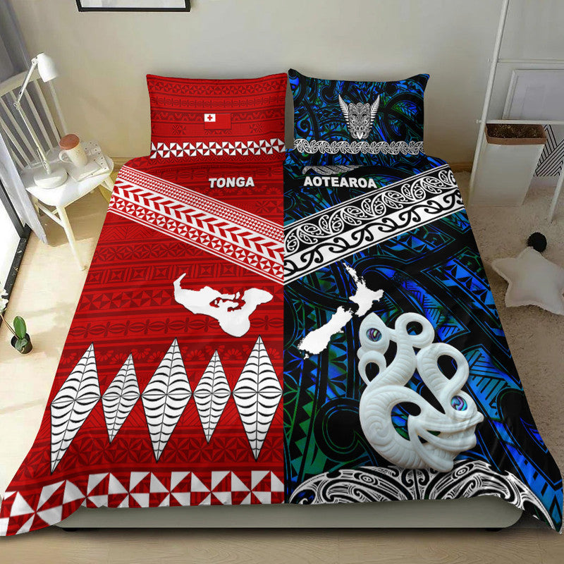 New Zealand And Tonga Bedding Set Together - Blue LT8 - Polynesian Pride