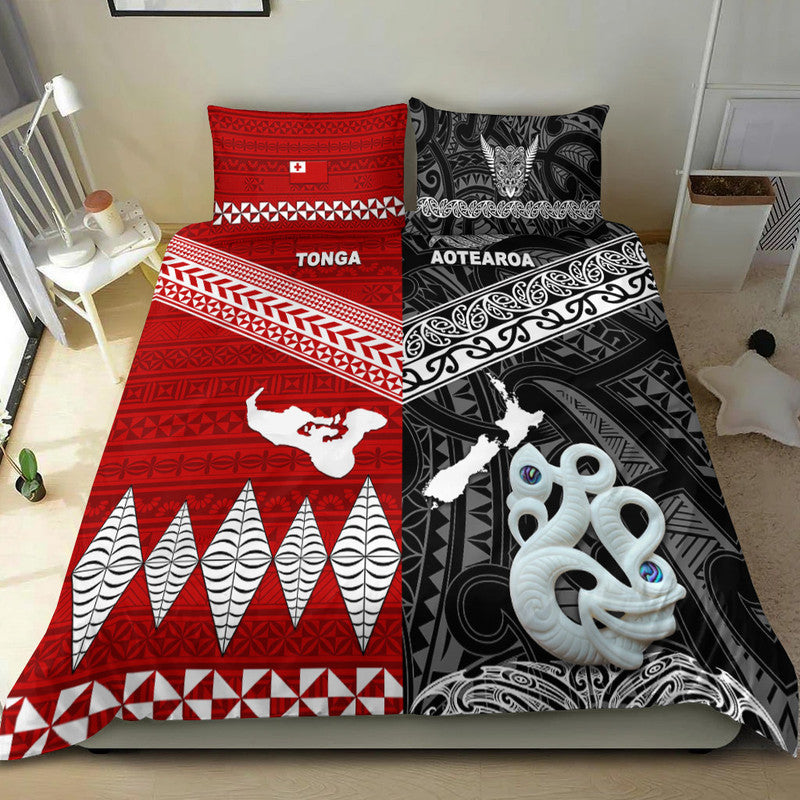 New Zealand And Tonga Bedding Set Together - Black LT8 - Polynesian Pride