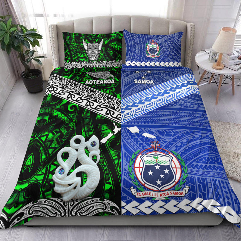 New Zealand And Samoa Bedding Set Together - Green LT8 Green - Polynesian Pride