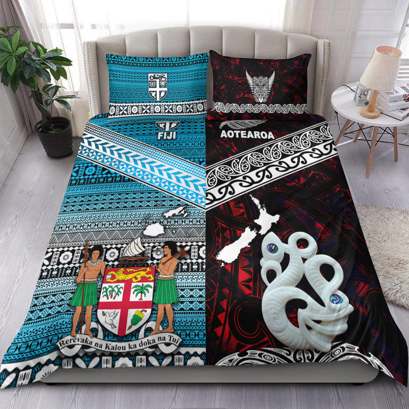 New Zealand And Fiji Bedding Set Together - Red LT8 Red - Polynesian Pride