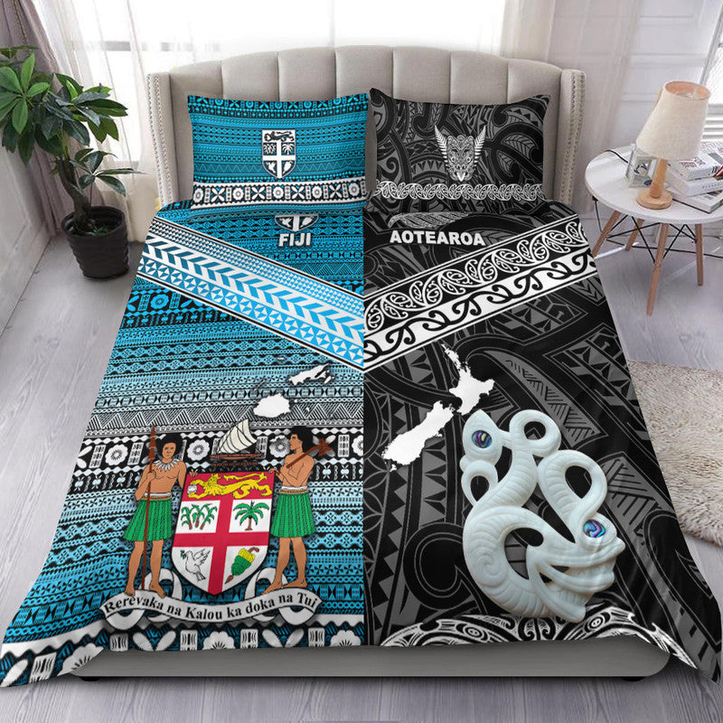New Zealand And Fiji Bedding Set Together - Black LT8 Black - Polynesian Pride