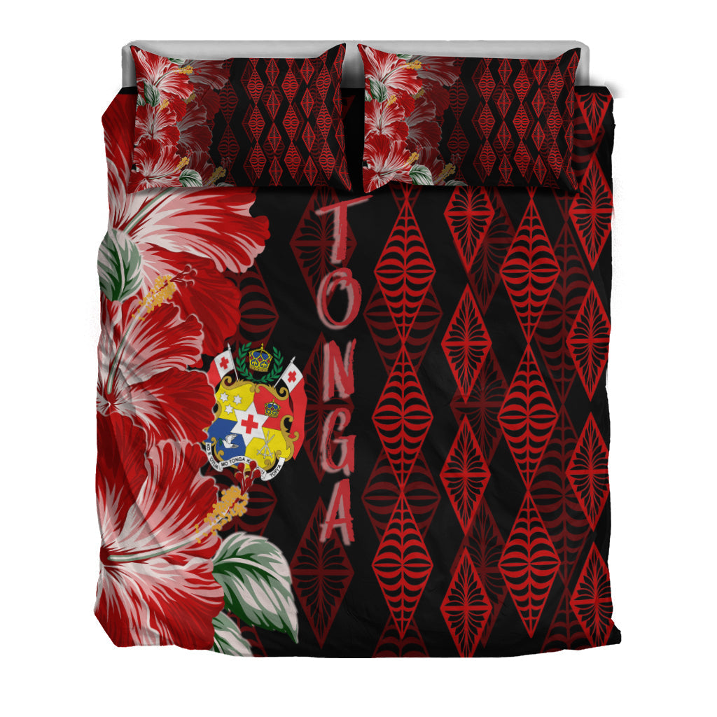 Tonga Bedding Set Diamond Style Mix Hibiscus - Black LT7 - Polynesian Pride