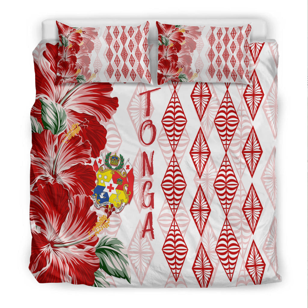 Tonga Bedding Set Diamond Style Mix Hibiscus - White LT7 - Polynesian Pride