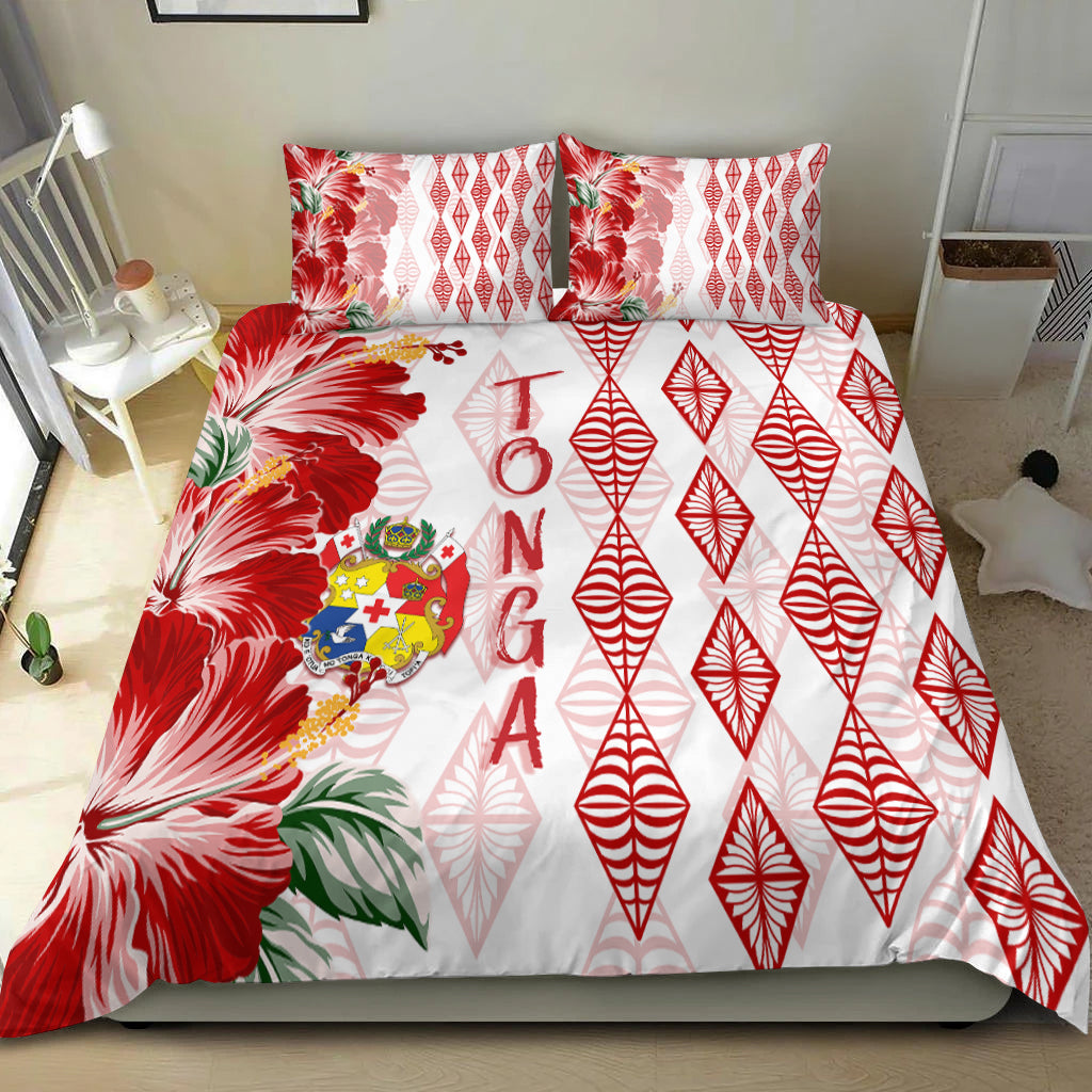 Tonga Bedding Set Diamond Style Mix Hibiscus - White LT7 - Polynesian Pride