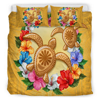 Hawaii Turtle Hibiscus Wreath Polynesian Bedding Set - Crown Style - AH - Polynesian Pride