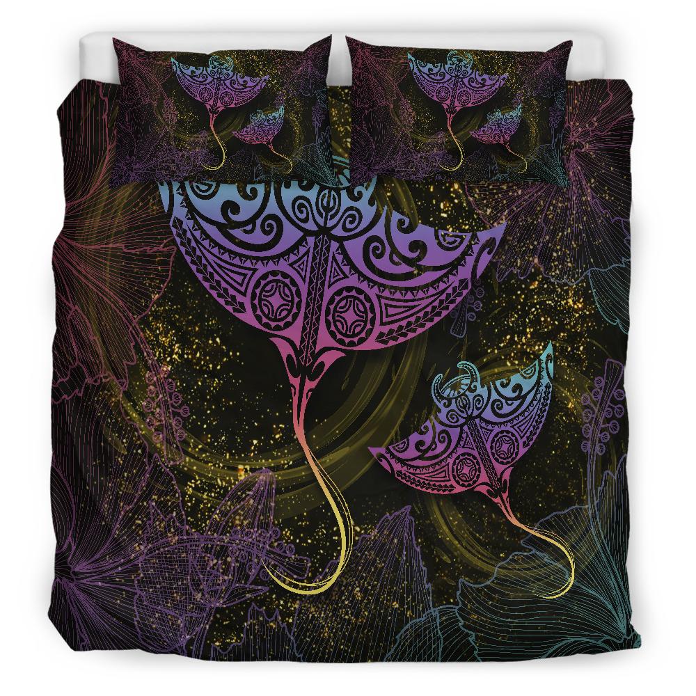Hawaii Manta Ray Hibiscus Bedding Set - Glitter Style - AH - Polynesian Pride
