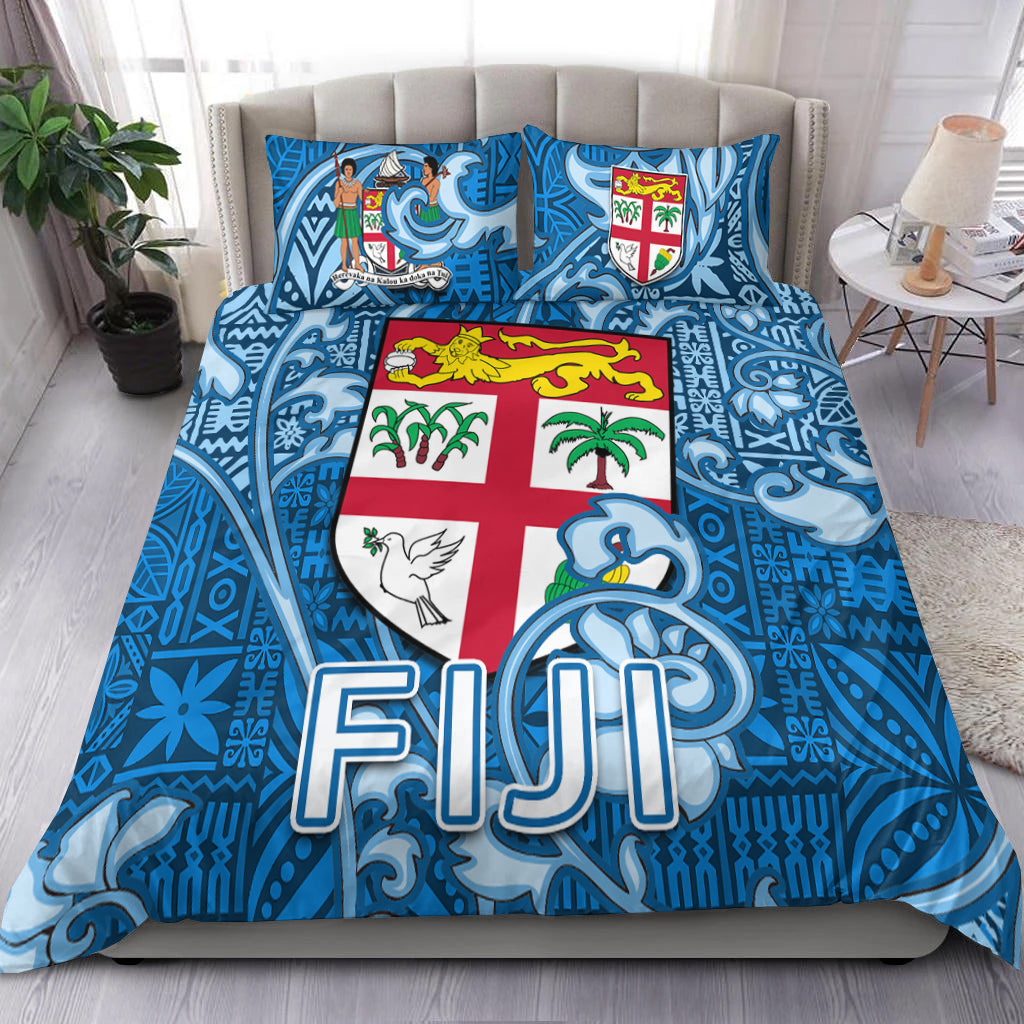 Fiji Bedding Set Tapa Patterns Blue Style LT6 Bedding Set Blue - Polynesian Pride