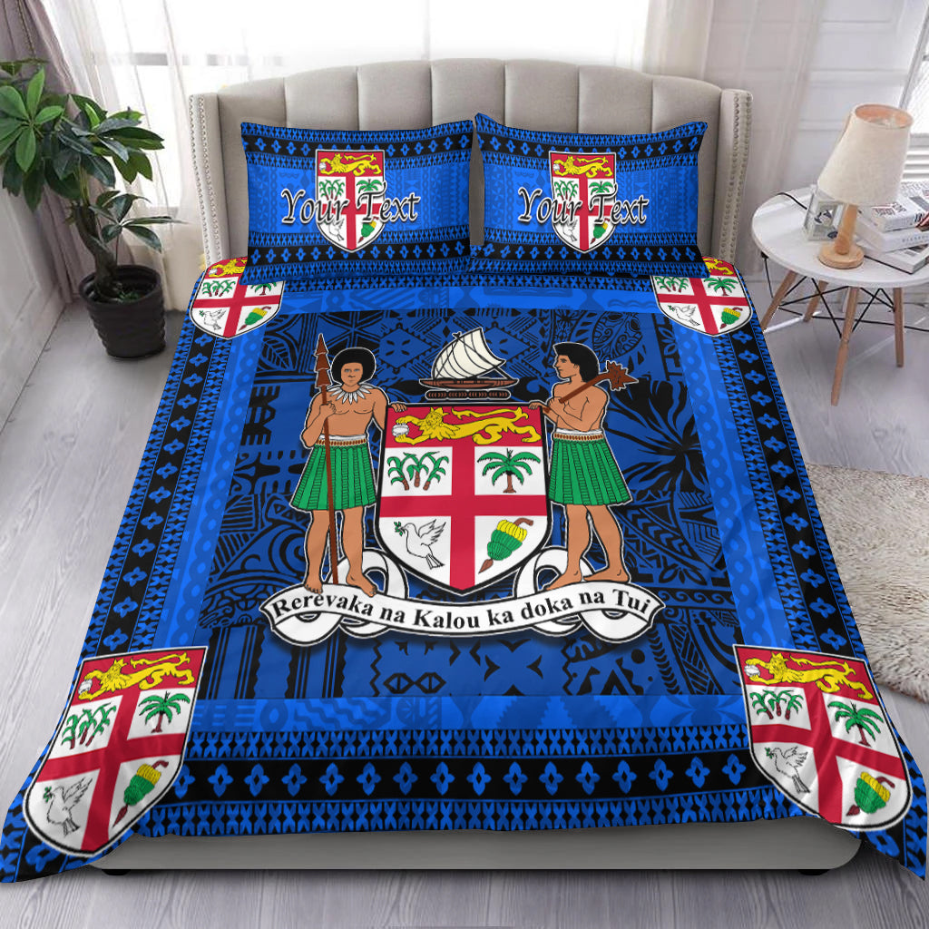 (Custom Personalised) Fiji Bedding Set Blue And Black Style No.1 LT6 Bedding Set Blue - Polynesian Pride