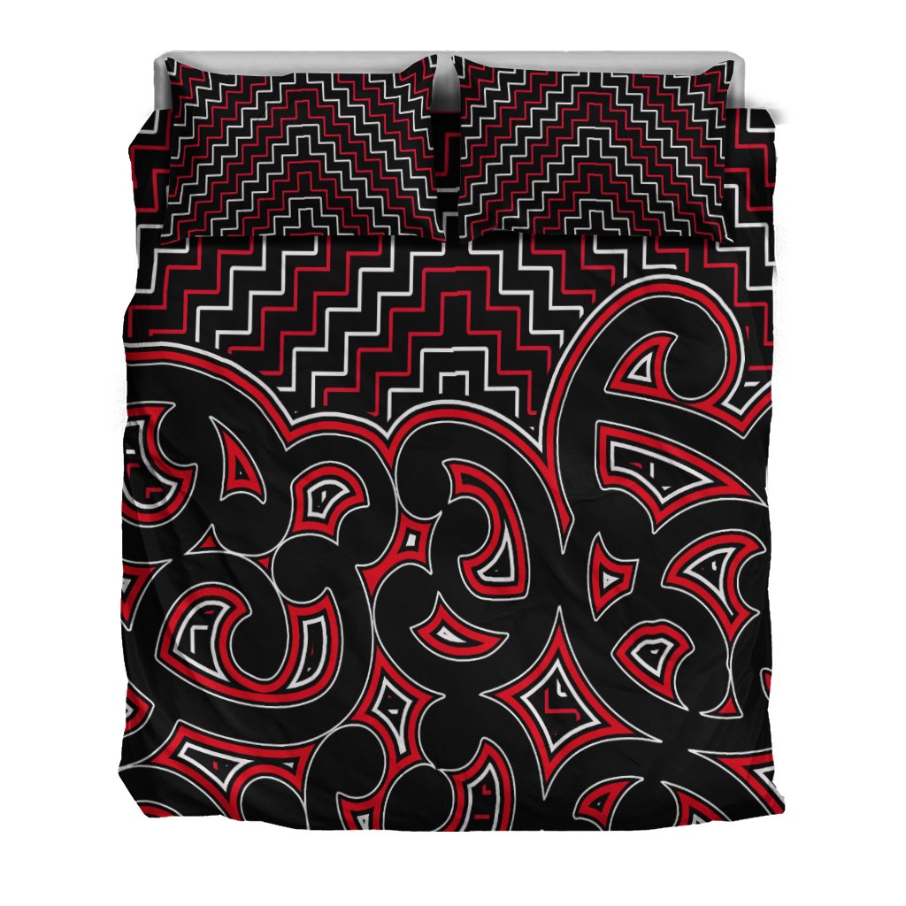 New Zealand Bedding Set Maori Graphic Tee patterns Red LT6 - Polynesian Pride
