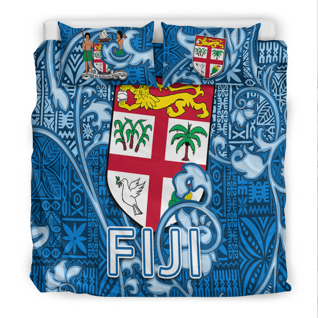 Fiji Bedding Set Tapa Patterns Blue Style LT6 - Polynesian Pride