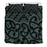 New Zealand Bedding Set Maori Graphic Tee patterns Green LT6 - Polynesian Pride