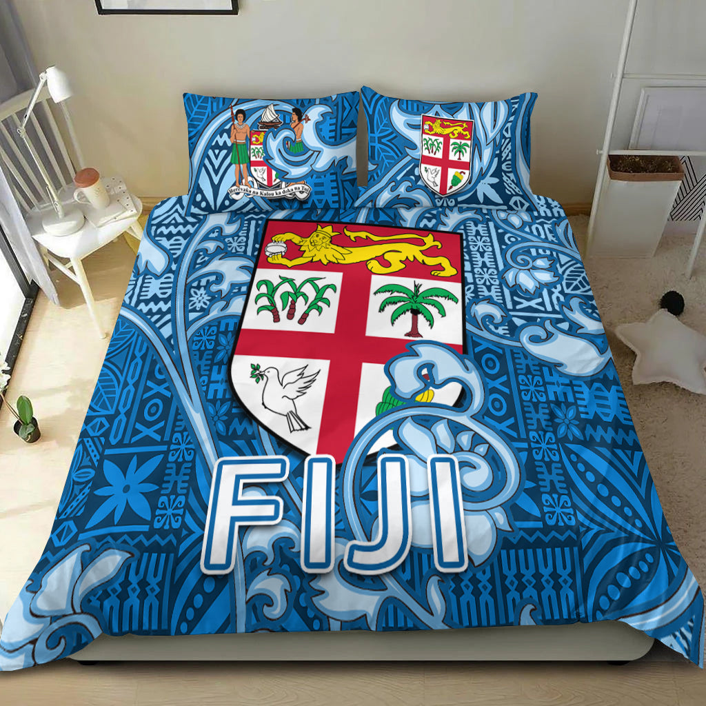 Fiji Bedding Set Tapa Patterns Blue Style LT6 - Polynesian Pride