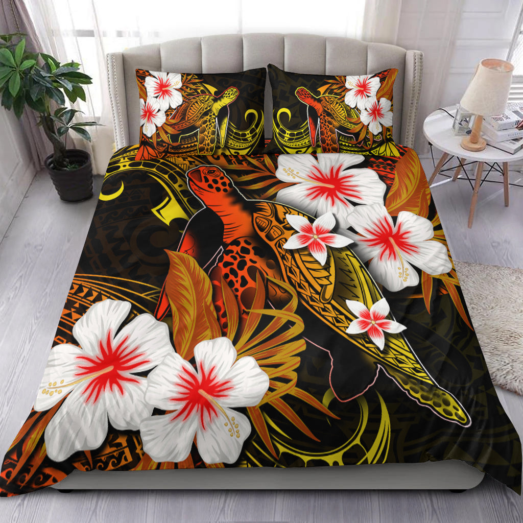 Polynesian Turtle Bedding Set With Hibiscus Color No.8 LT6 Orange - Polynesian Pride